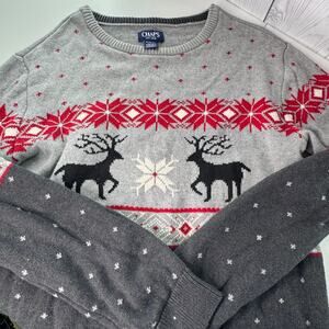 Chaps Family Sweater Holiday Crewneck Cotton Christmas Mens Size Youth XL
